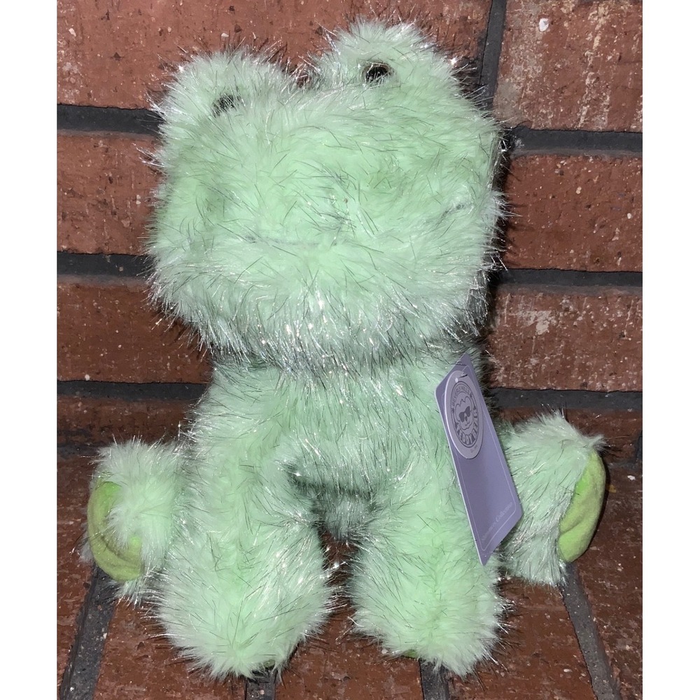 Beverly Hills Teddy Bear Co Shimmers Mint Green Sparkle Tinsel Frog Plush NWT